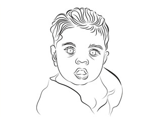 Line art design of a little baby