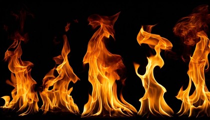 Fototapeta premium fire flame set on transparent background fire flame png