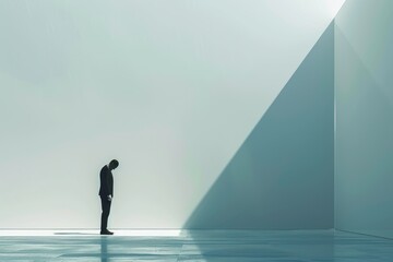 minimalist design background, company president bowing, employee appreciation day concept,copy space. 