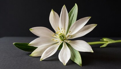 elegant star of bethlehem flower stem on black background aesthetic floral simplicity composition close up view flower