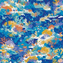 Seamless Coral Patterns seamless tile Wallpaper- Ai Generated