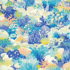Fototapeta na wymiar Seamless Coral Patterns seamless tile Wallpaper- Ai Generated
