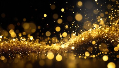 Obraz premium gold particles float in ther on a festive and celebratory black background