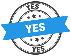 yes stamp. yes label on transparent background. round sign