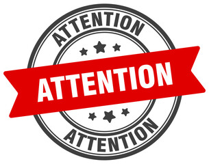 attention stamp. attention label on transparent background. round sign