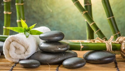 Fototapeta na wymiar bamboo and stones in a wellness spa