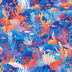 Seamless Coral Patterns seamless tile Wallpaper- Ai Generated