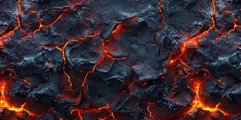 Papier Peint photo Lavable Texture du bois de chauffage Lava Texture Fire Background, Black and Red Style Lava texture background