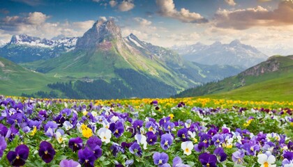Obraz premium viola flowers field