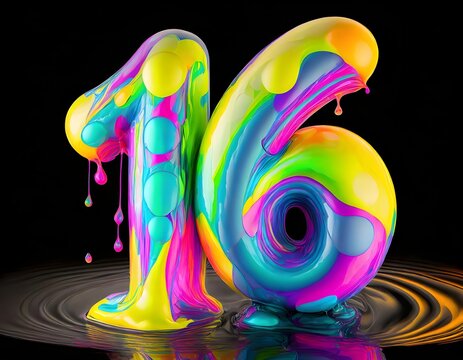 Balloon number, sweet sixteen party celebration, Generative Ai