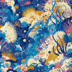 Obraz na płótnie Canvas Seamless Coral Patterns Wallpaper seamless Tile- Ai Generated