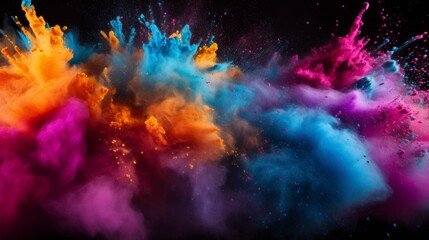 Fototapeta na wymiar Multicolor powder explosion on black background