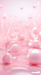 Pink abstract background with music notes