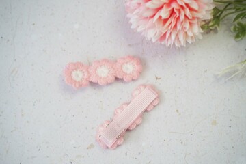 beautiful hair clip on grey background