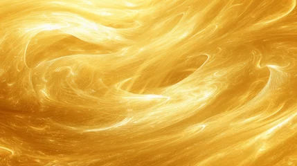 Door stickers Fractal waves Abstract golden waves background