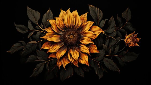 Sunflower with dark background