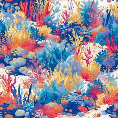 Seamless Coral Patterns Wallpaper seamless Tile- Ai Generated