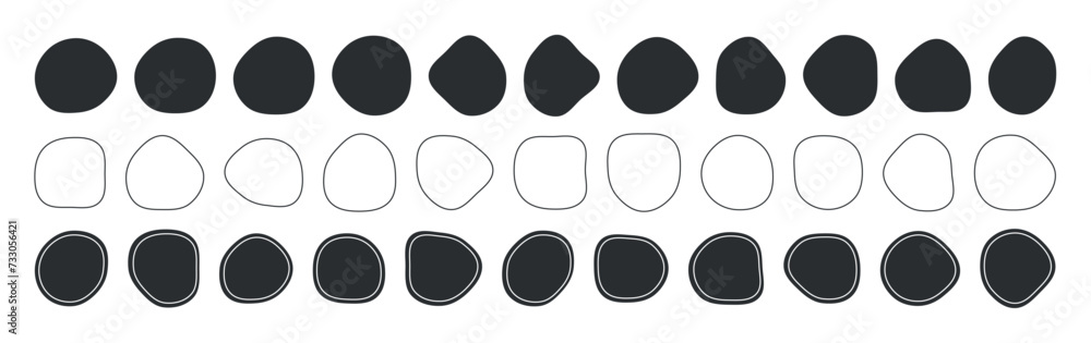 Poster collection of paint liquid black speech blotch spot irregular vector form isolated on transparent ba