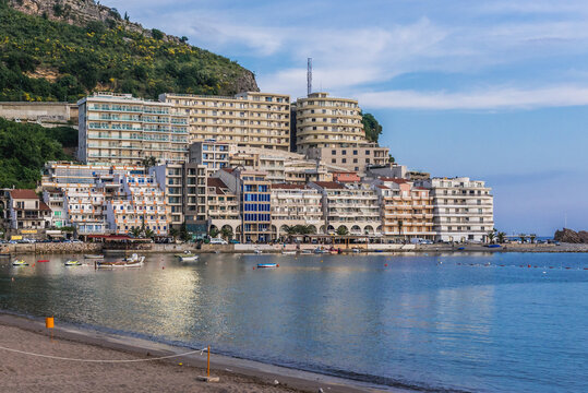 Rafailovici, Montenegro - May 23, 2017: Buildings in Rafailovici town on the Adriatic coast