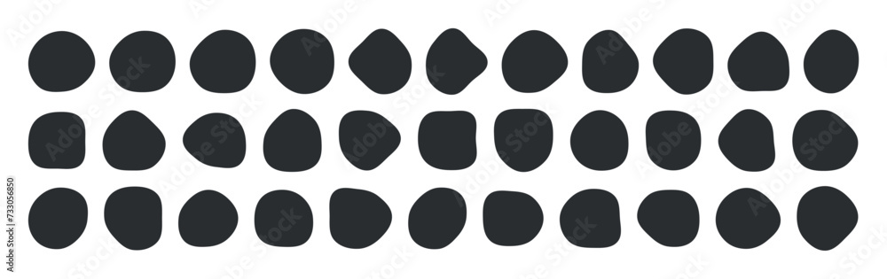 Poster collection of paint liquid black speech blotch spot irregular vector form isolated on transparent ba