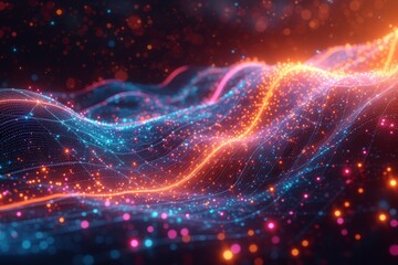 Fototapeta premium Colorful Abstract Wavy Particles Background
