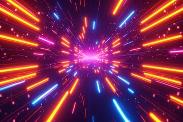 Naklejka premium Abstract glowing neon light streaks in space