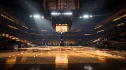 Basketball court with bright lights