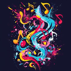 Background of vibrant music splash. Generative AI - 733057674