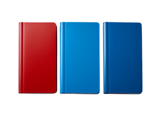 Top view. Shades of blue and red. Books on transparent background isolated/ Red, blue, light blue. Books 