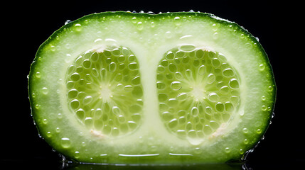 The cross-section of a cucumber - obrazy, fototapety, plakaty