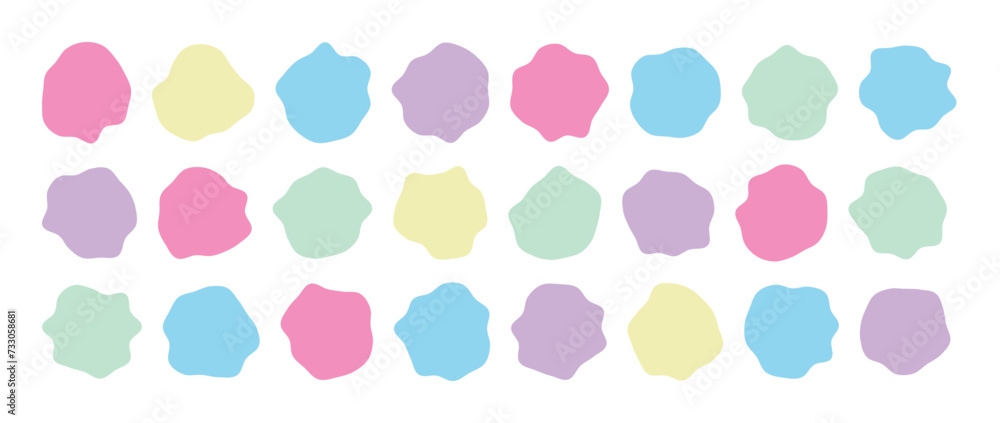 Poster collection of paint liquid colorful speech blotch spot irregular vector form isolated on transparent