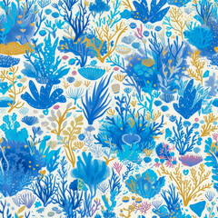 Seamless Coral Patterns Wallpaper seamless Tile- Ai Generated