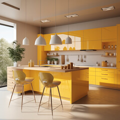 Küche in Gelb