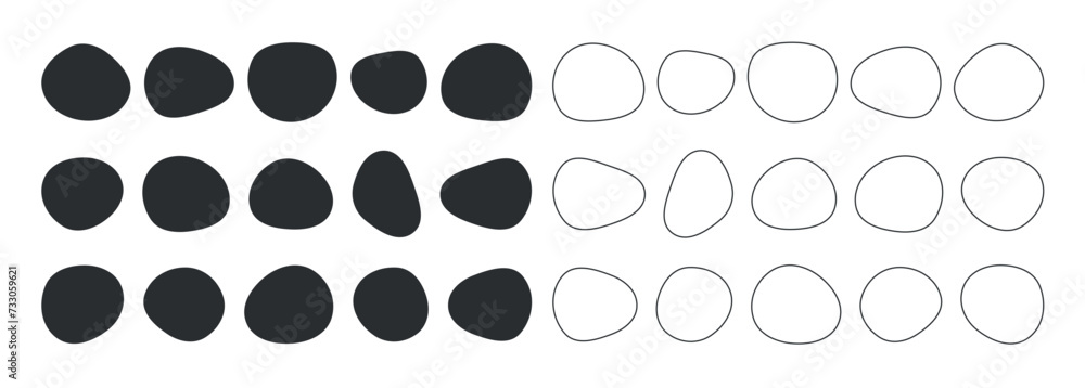 Poster collection of paint liquid black speech blotch spot irregular vector form isolated on transparent ba