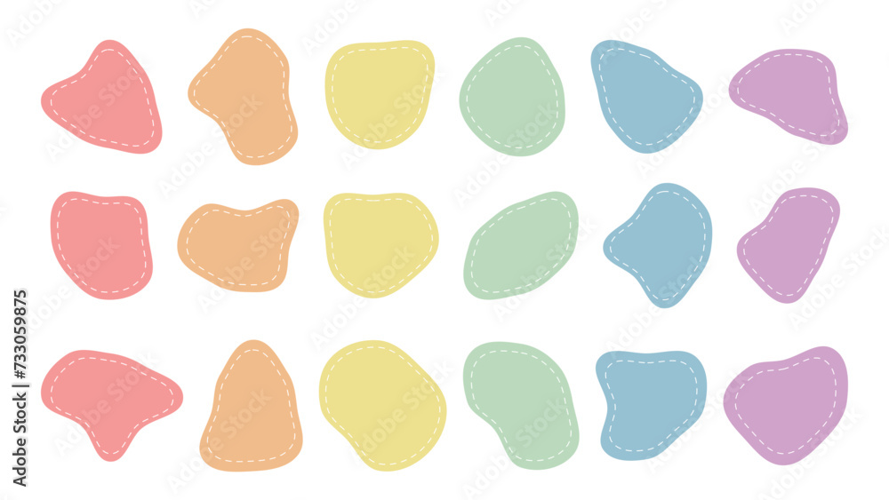 Poster liquid shapes collection. trendy color round abstract organic elements set isolated on transparent b