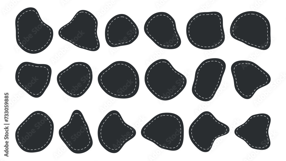 Poster random ink spread liquid black speech blotch paint spot irregular vector form isolated on transparen