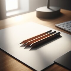 Pile of white paper with pencils sits on office desk
