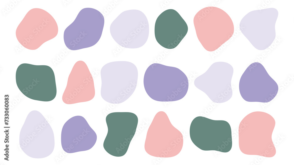 Poster collection of trendy liquid colorful speech blotch spot irregular vector form isolated on transparen