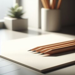 Pile of white paper with pencils sits on office desk
