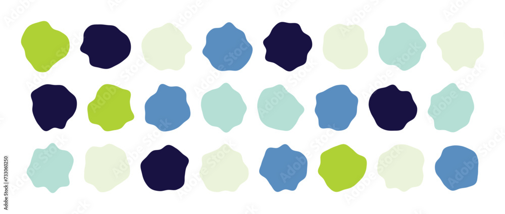 Poster collection of paint liquid colorful speech blotch spot irregular vector form isolated on transparent