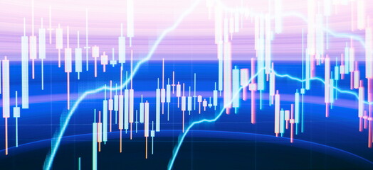 Electronic virtual platform showing trends and stock market fluctuations