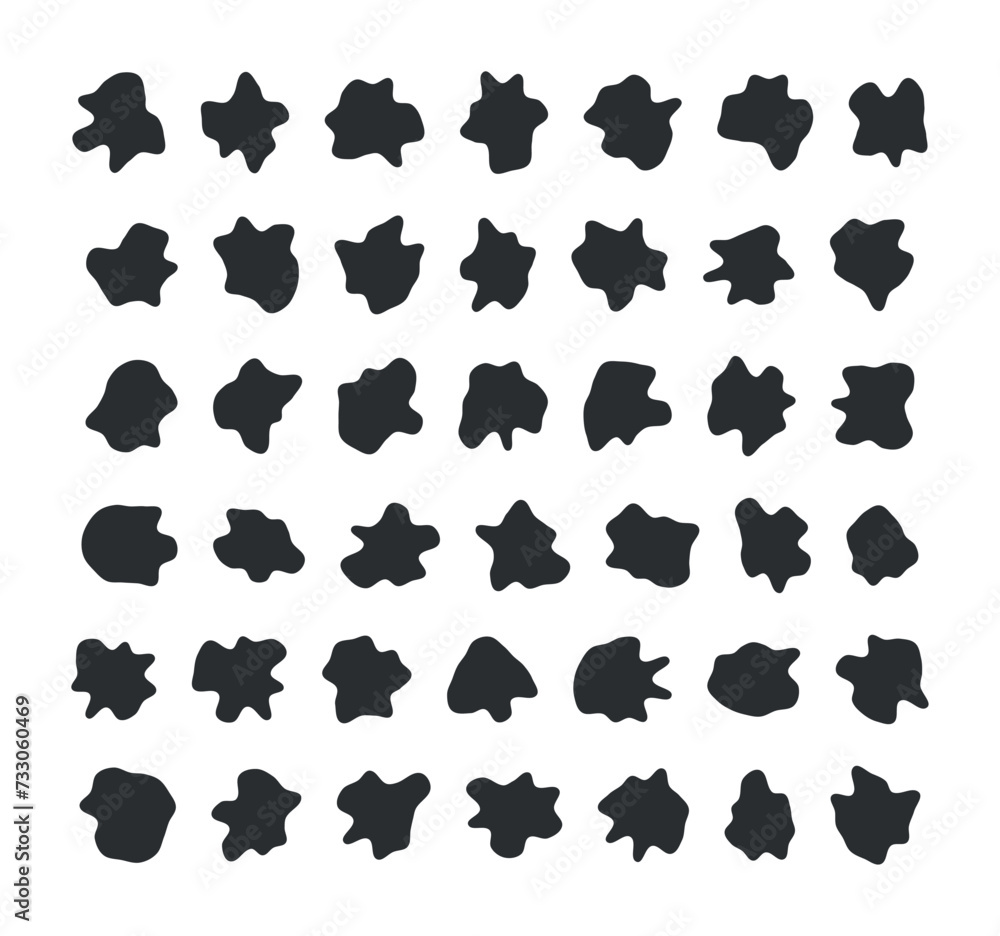 Poster random ink spread liquid black speech blotch paint spot irregular vector form isolated on transparen