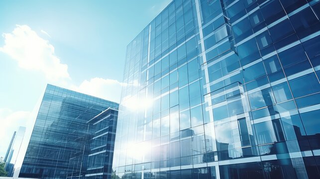 Modern office building with glass facade. Architectural detail of modern building.