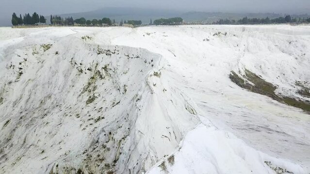 Aerial Drone Footage Showcases Pamukkale's Breathtaking Landscape and Stunning Travertine Terraces