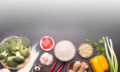 Chinese food raw ingredients, vegetables and nuts. Chinese dishes are most popular around the world. Some sorts of cuisine © bborriss