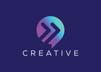 Minimalist Arrow chat logo design vector template. Creative modern chat logo