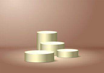 Podium on light background. Empty pedestal for award ceremony or presentation. Vector illustration.