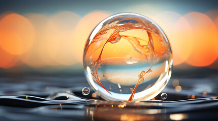 A close-up of a soap bubble's surface tension - obrazy, fototapety, plakaty