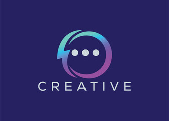 Minimalist Fast chat logo design vector template. Creative modern quick chat logo