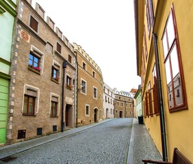 hystoric town Prachatice street with old medieval houses